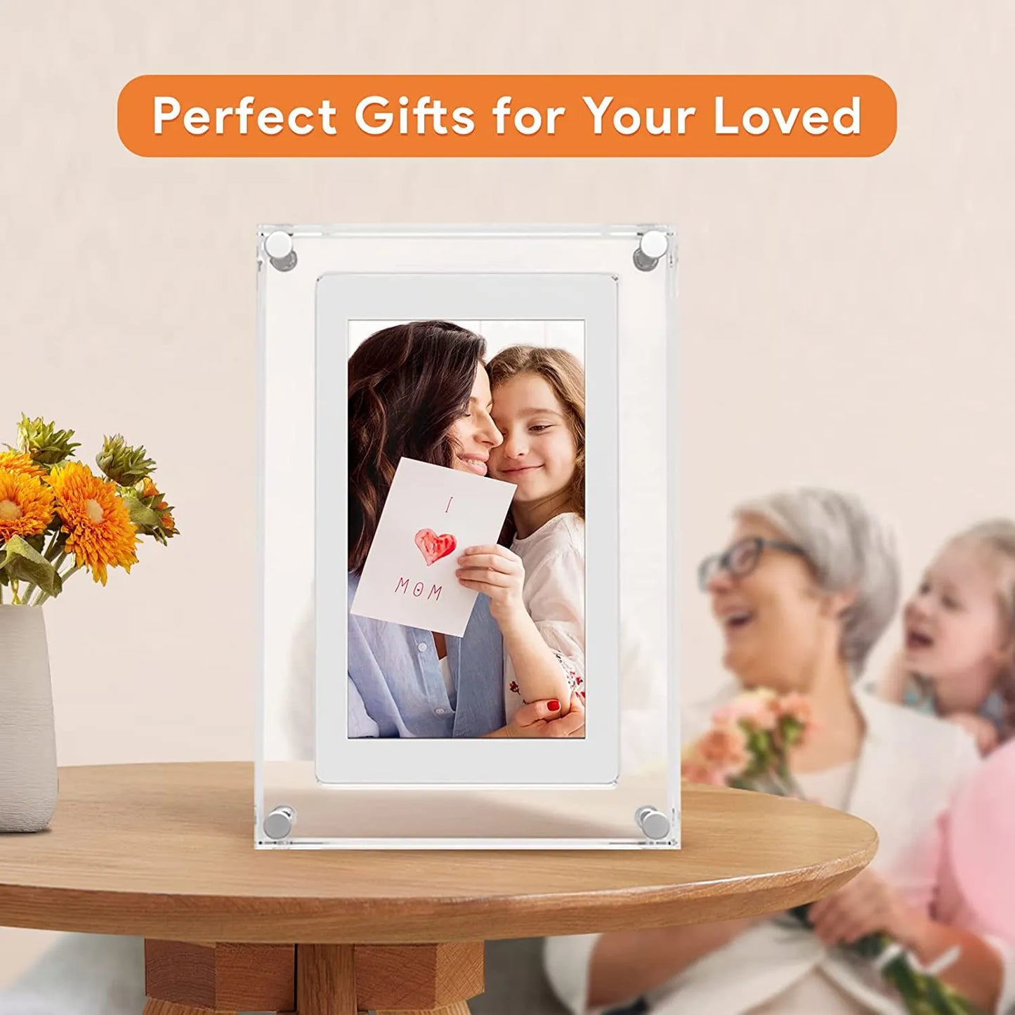 Acrylic Digital Photo Frame 5 Inch 1000mAh IPS Screen 2G Memory Volume button Speaker Type C Cut Gift for Loved Porta Retrato